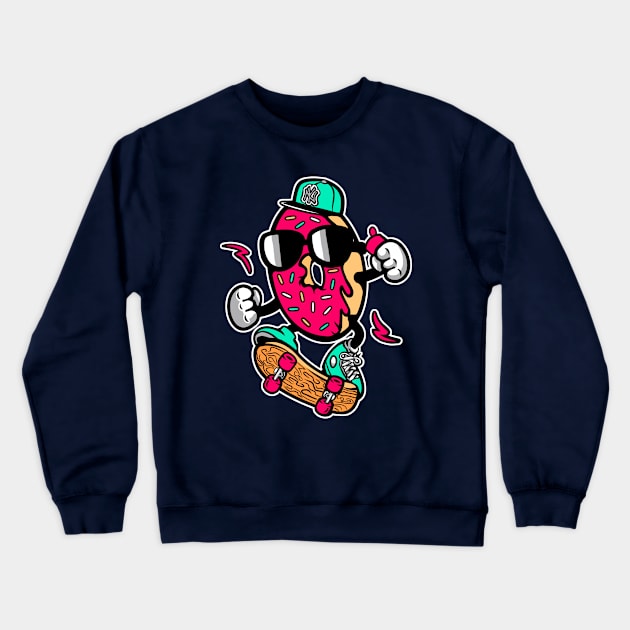 Doughnut Series: NY Doughnut Skater Crewneck Sweatshirt by Jarecrow 